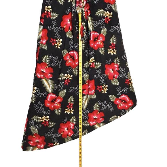 Tiki Palm Hawaiian Dress XL Red Tropical Open Tie Back Babydoll Asymmetrical Hem - Picture 7 of 16